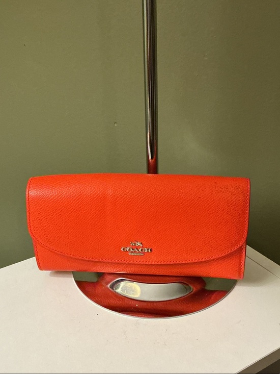 Coach Handbags - Coach Pop Slim Envelope Orange Leather Signature Clutch Wallet Set SEE PHOTOS